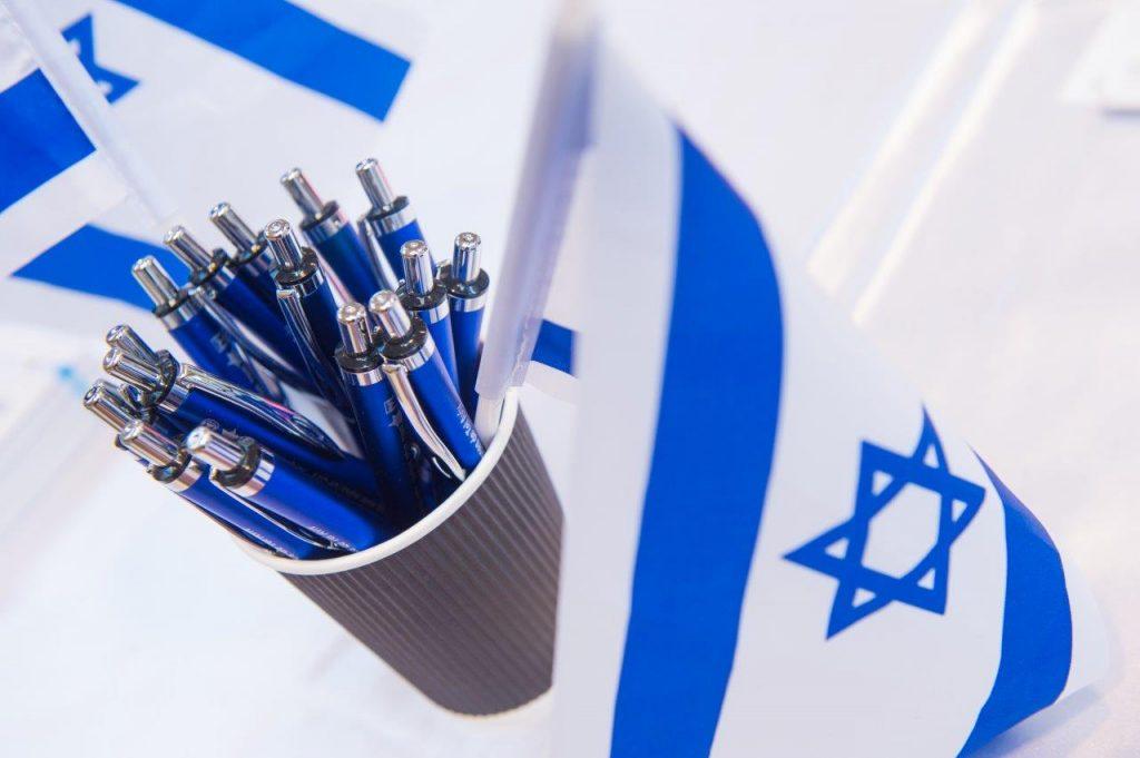 The Israeli flag and blue pens