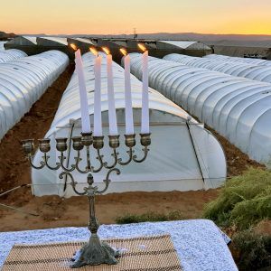 Lighting Hanukkah candles in Jerusalem