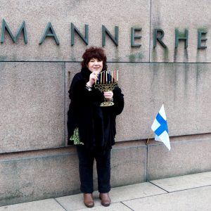 Lighting Hanukkah candles in Helsinki, Finland