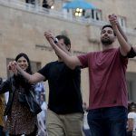 Immigrants dance and celebrate Aliyah Day