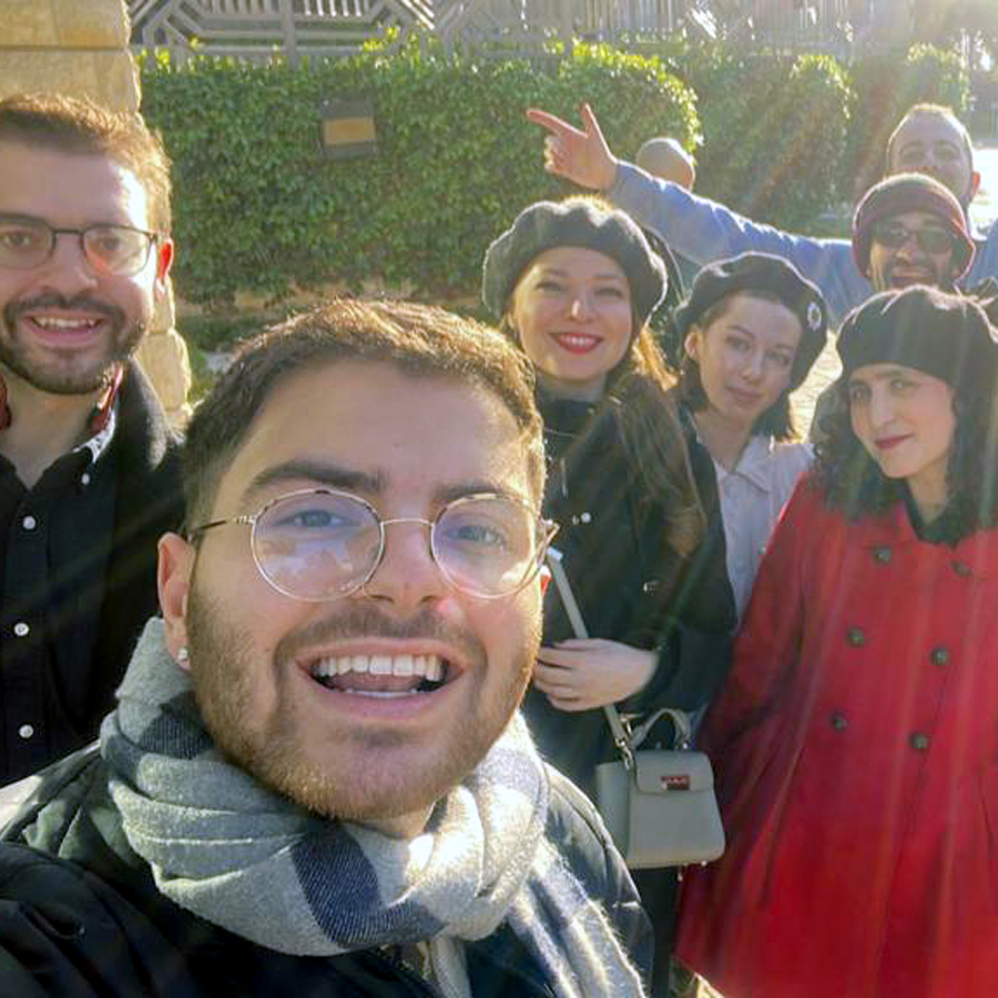 Matan with students at Ulpan Etzion