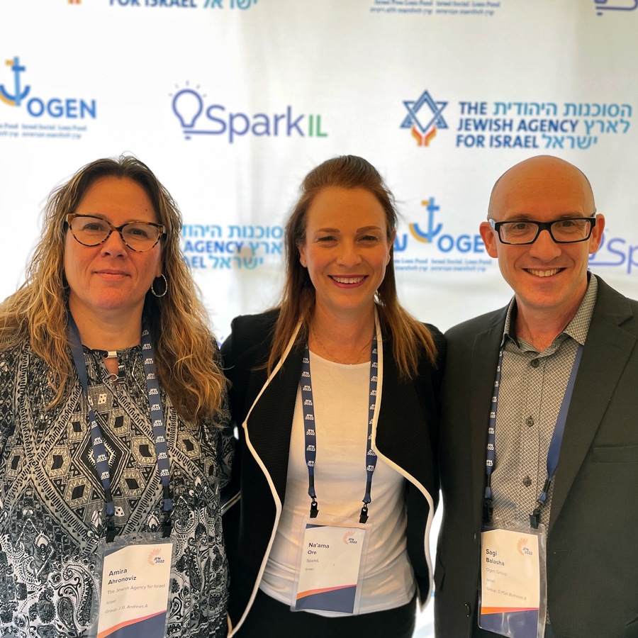 Amira Ahronoviz, CEO and Director General at The Jewish Agency, Na’ama Ore, CEO of SparkIL and Sagi Balasha, CEO of The Ogen Group (from left to right) mark the launch of SparkIL | Credit: SparkIL
