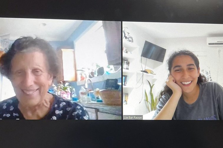 Joan and Lia videochatting