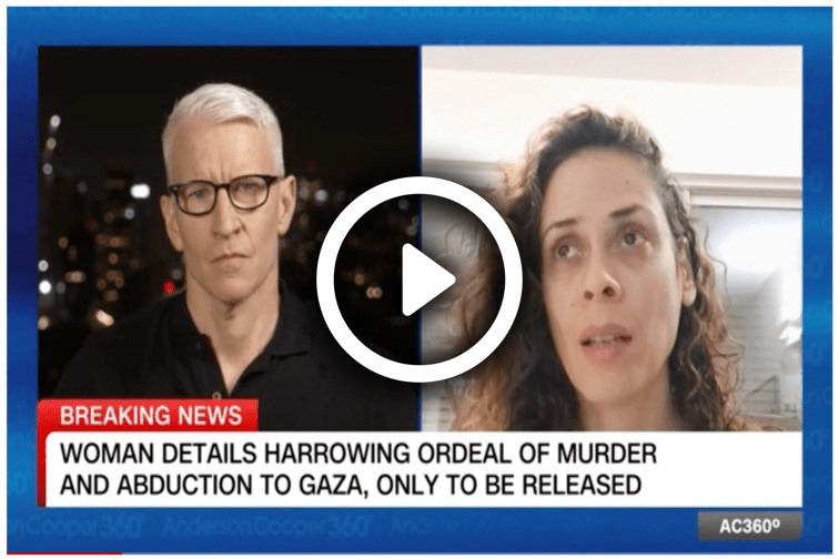 Screenshot of Avital speaking with CNN's Anderson Cooper about her experience