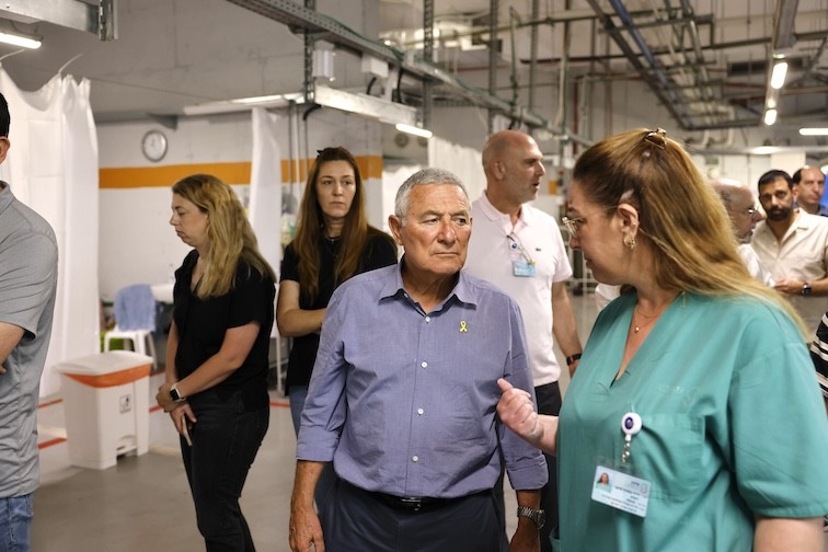 Jewish Agency staff touring underground medical facilities