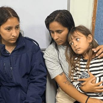 A family in a bomb shelter during missile strikes